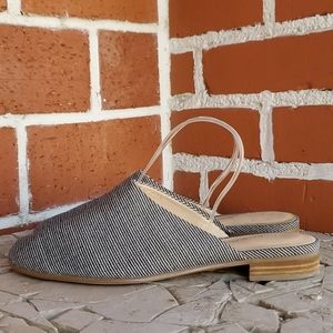 Clarks | Striped Blue Slipper Sandals 7.5